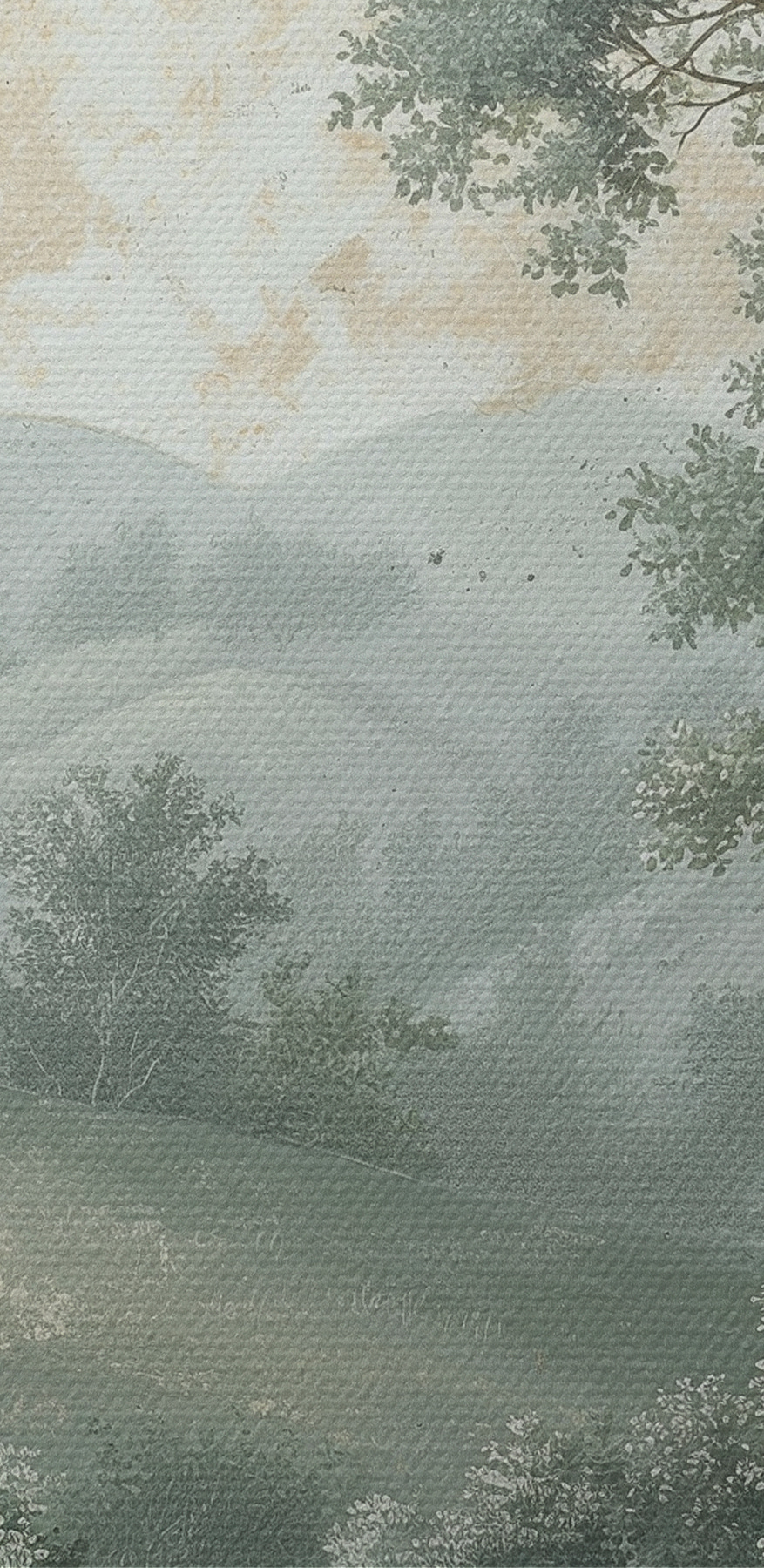 Peinture d'arbres sur une colline