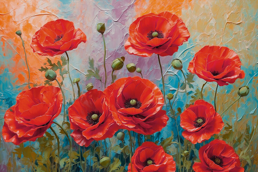 Peinture de fleurs rouges