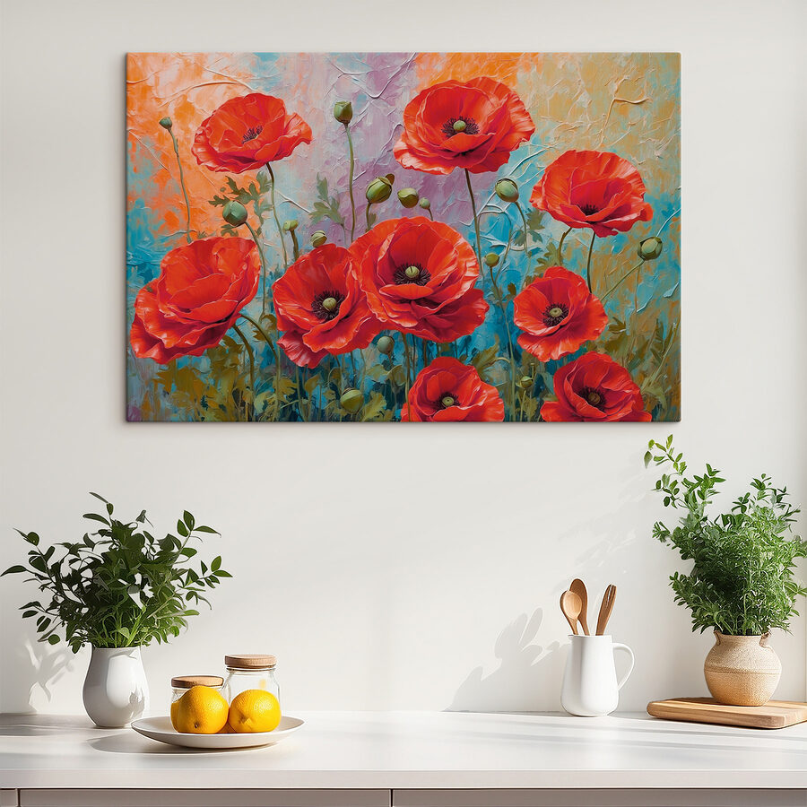 Peinture de fleurs rouges
