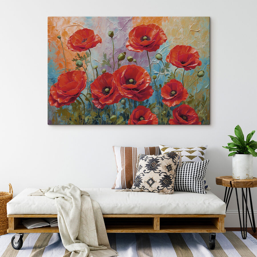 Peinture de fleurs rouges