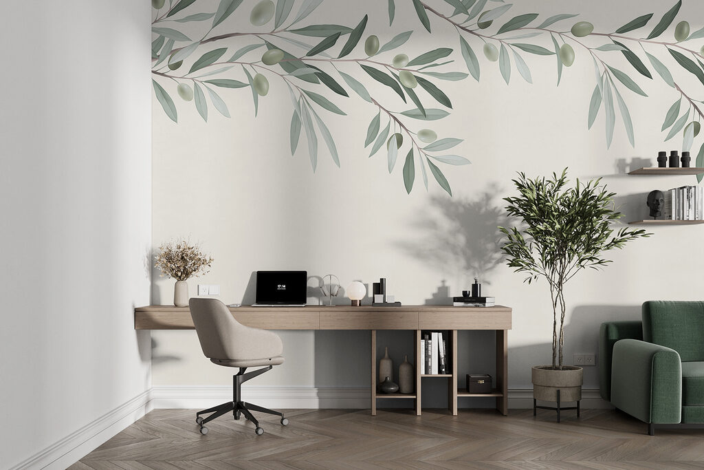 Branch with leaves and olives Branch with leaves and olives