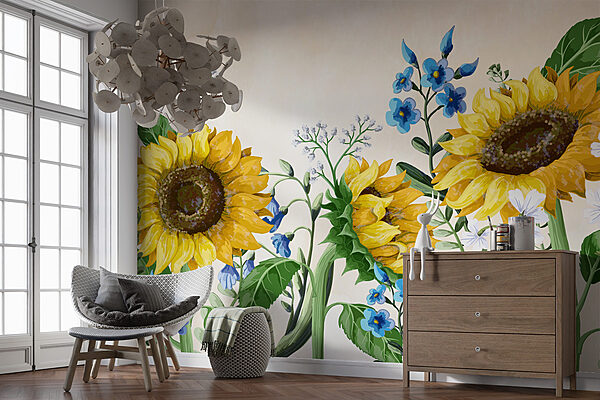 Groupe de tournesols et autres fleurs Groupe de tournesols et autres fleurs