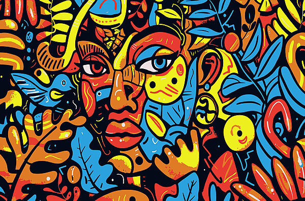 Art coloré d'un visage Art coloré d'un visage