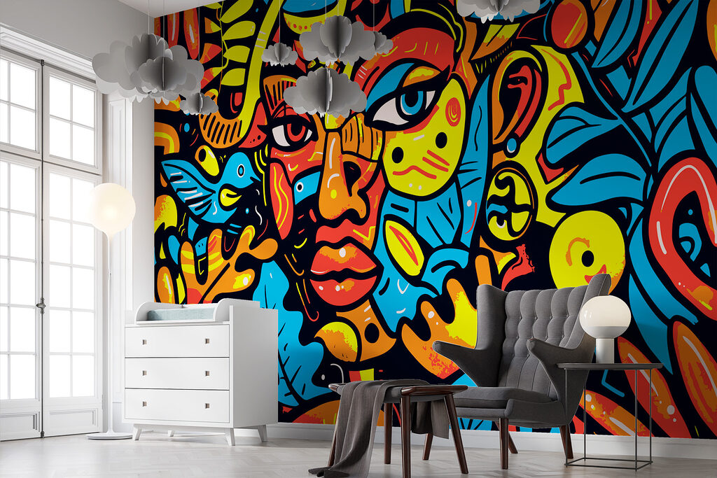 Colorful art of a face Colorful art of a face