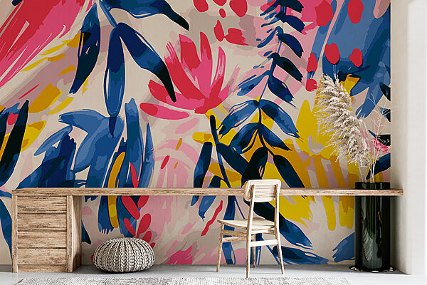 Motif floral coloré avec des feuilles Motif floral coloré avec des feuilles