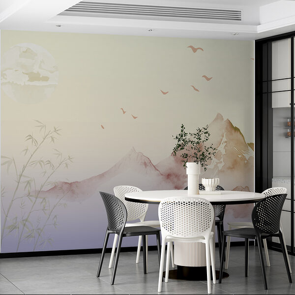 Peinture de montagnes et d'oiseaux Peinture de montagnes et d'oiseaux