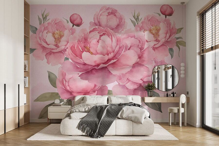 Groupe de fleurs roses