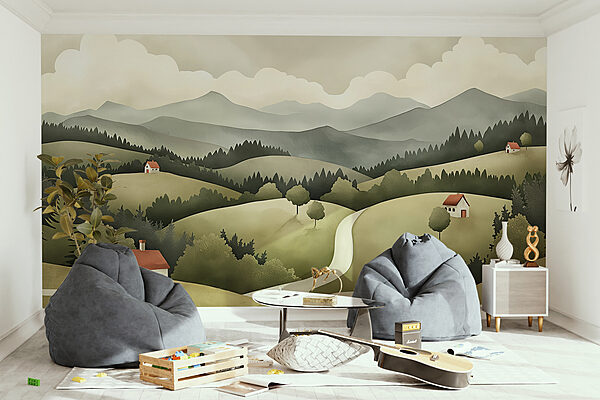 Paysage avec maisons et arbres Paysage avec maisons et arbres