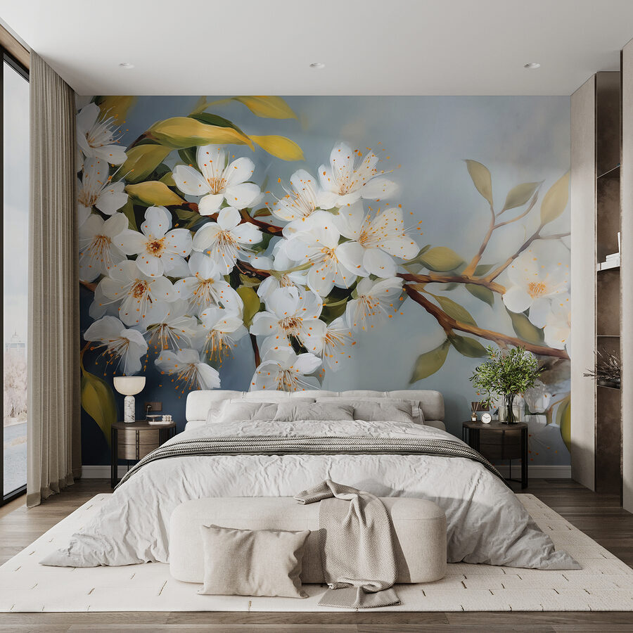 Fleurs blanches sur une branche Fleurs blanches sur une branche