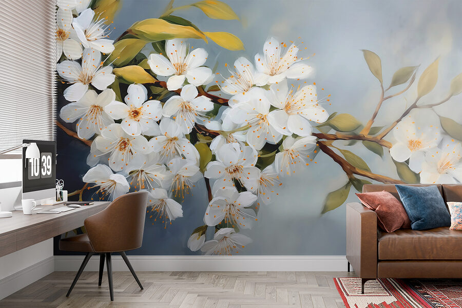 Fleurs blanches sur une branche Fleurs blanches sur une branche