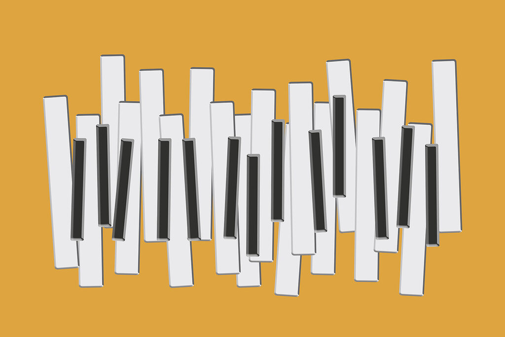 Clés de piano sur fond jaune Clés de piano sur fond jaune