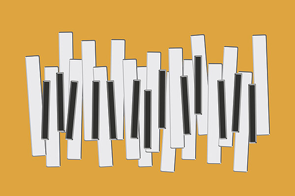 Clés de piano sur fond jaune Clés de piano sur fond jaune