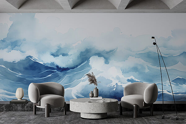 Aquarelle de vagues et de nuages Aquarelle de vagues et de nuages