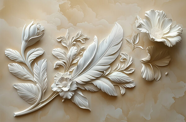 Motif floral blanc sur un mur Motif floral blanc sur un mur