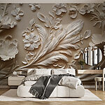 Papier peint Motif floral blanc sur un mur