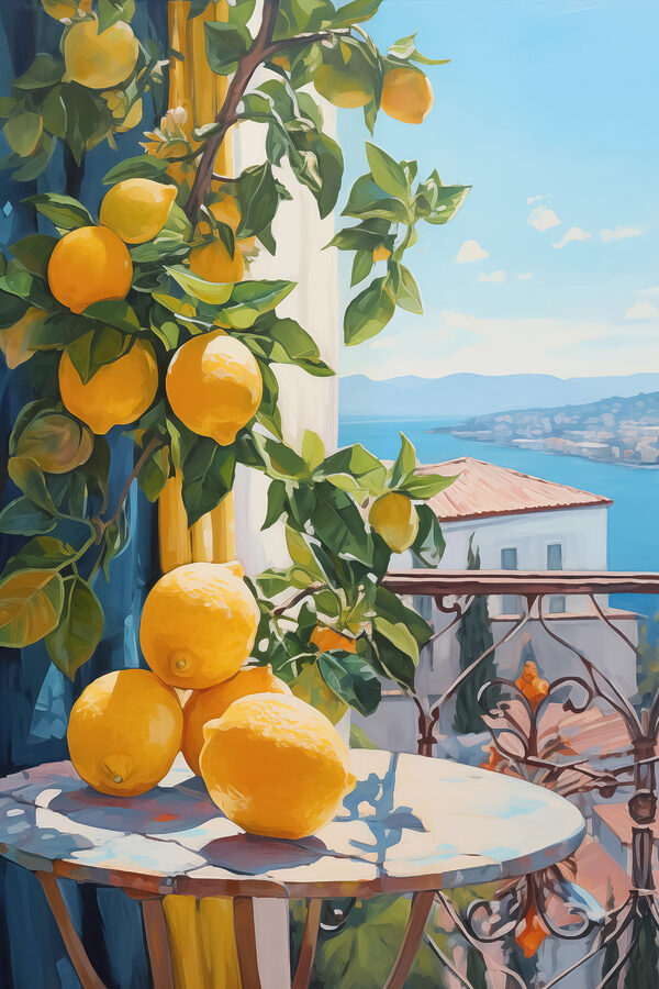 Peinture de citrons sur une table s40091p 600x900 - Peinture de citrons sur une table