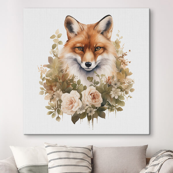 Renard avec des fleurs autour de lui Renard avec des fleurs autour de lui