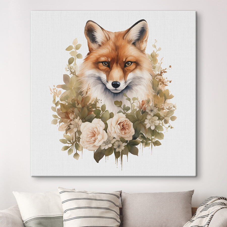 Renard avec des fleurs autour de lui Renard avec des fleurs autour de lui