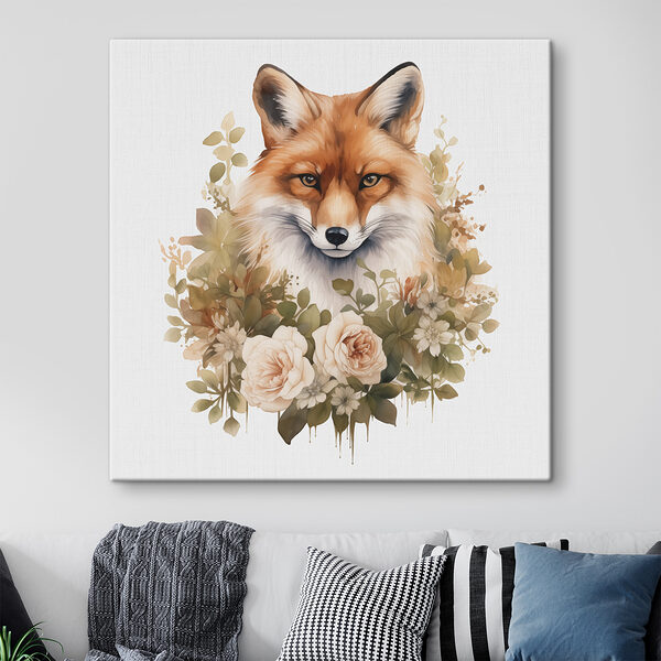 Renard avec des fleurs autour de lui Renard avec des fleurs autour de lui