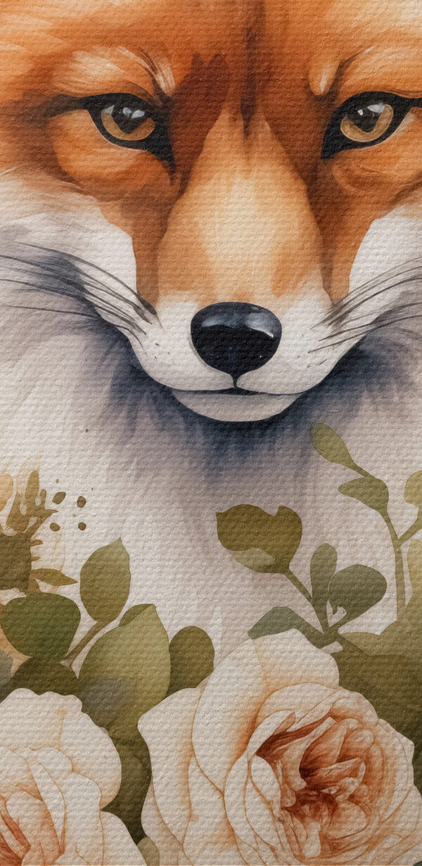 Renard avec des fleurs autour de lui Renard avec des fleurs autour de lui