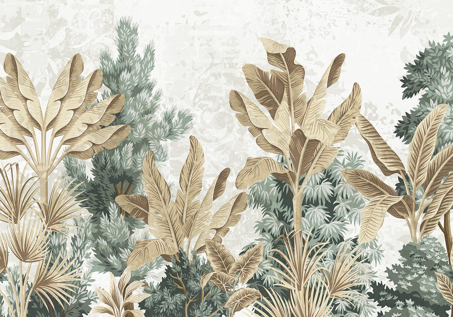 Papier peint avec une variété de plantes