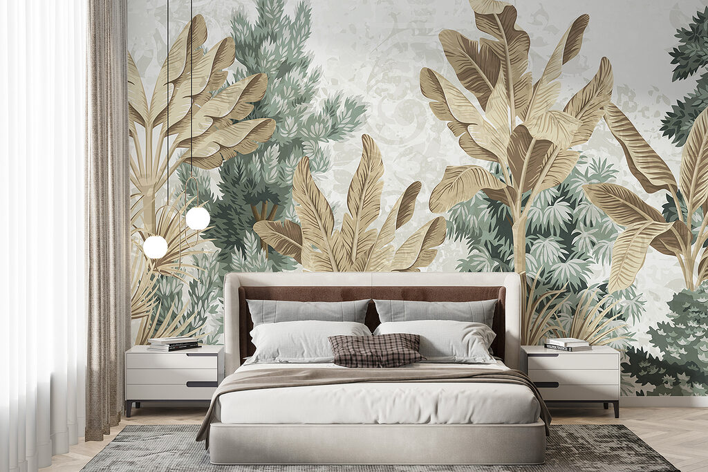 Wallpaper with a variety of plants