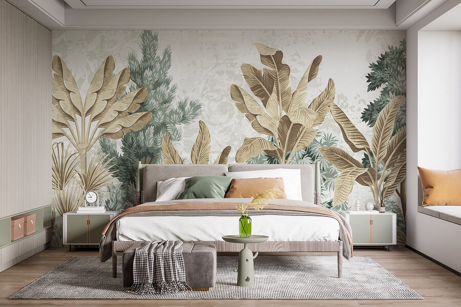 Papier peint avec une variété de plantes