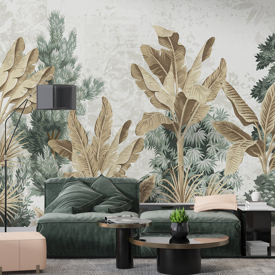 Papier peint avec une variété de plantes