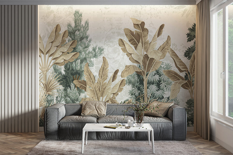 Papier peint avec une variété de plantes