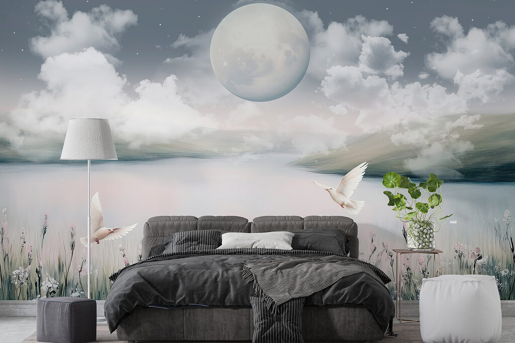 Birds flying over a lake