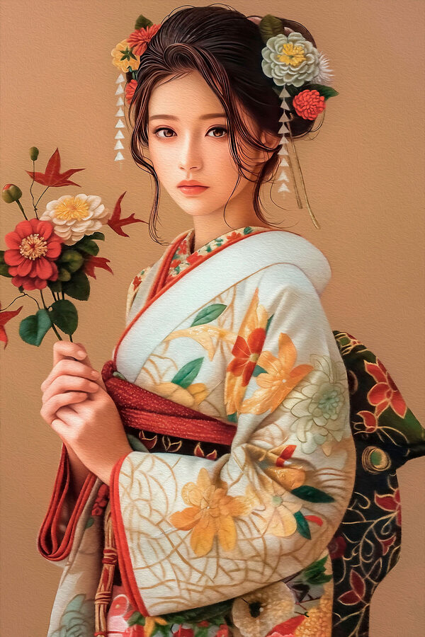 Femme tenant des fleurs dans ses cheveux Femme tenant des fleurs dans ses cheveux