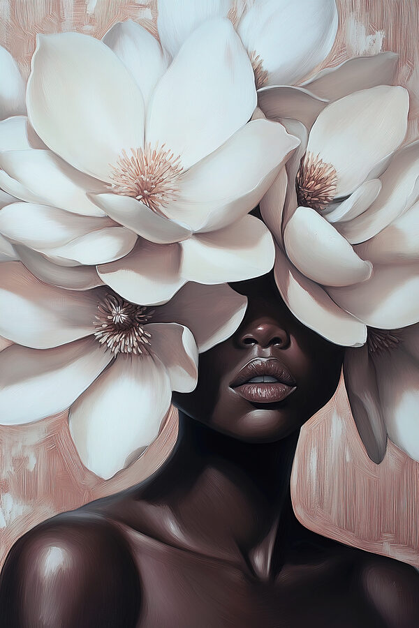 Femme avec des fleurs dans les cheveux Femme avec des fleurs dans les cheveux