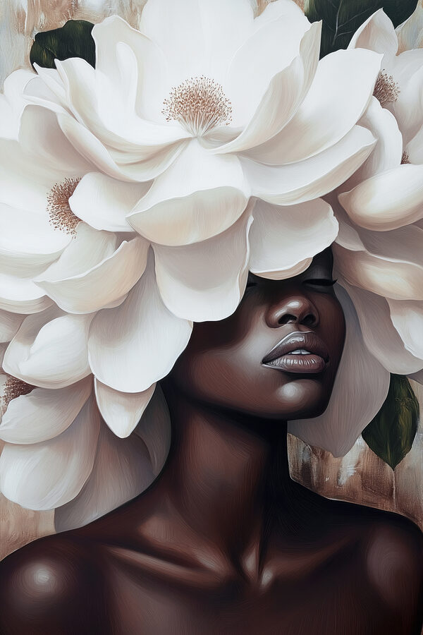 Femme avec des fleurs blanches sur la tête Femme avec des fleurs blanches sur la tête