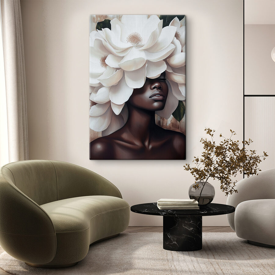 Femme avec des fleurs blanches sur la tête Femme avec des fleurs blanches sur la tête