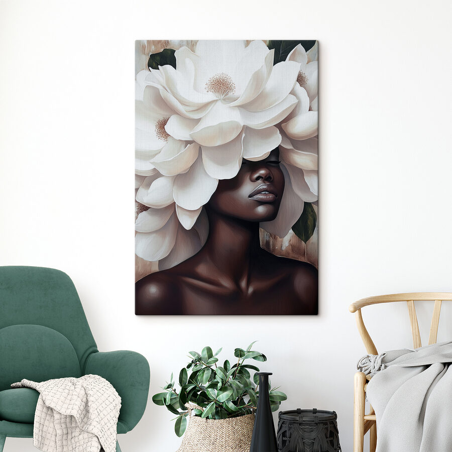 Femme avec des fleurs blanches sur la tête Femme avec des fleurs blanches sur la tête