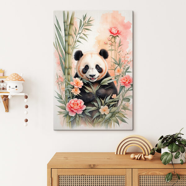 Ours panda avec fleurs et bambou Ours panda avec fleurs et bambou