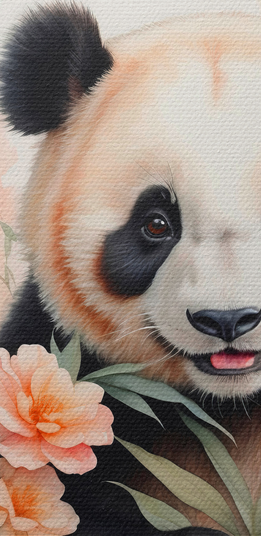 Ours panda avec fleurs et bambou Ours panda avec fleurs et bambou