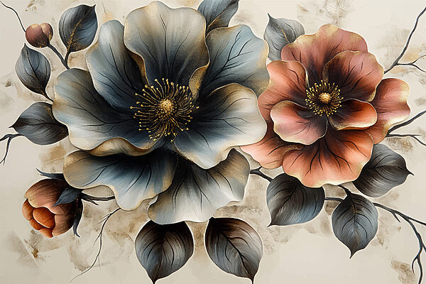 Peinture de fleurs sur fond blanc Peinture de fleurs sur fond blanc