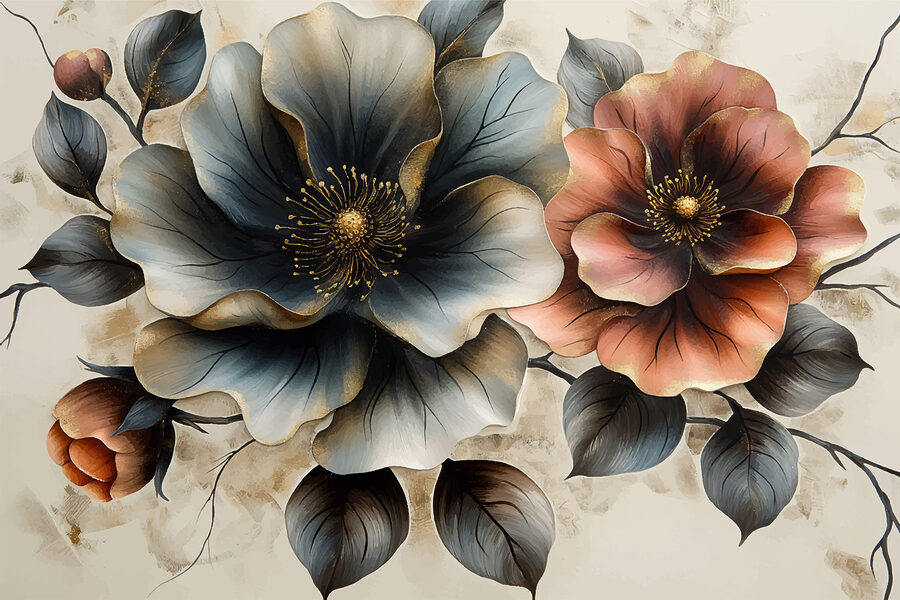 Papier peint Peinture de fleurs sur fond blanc – Image 3