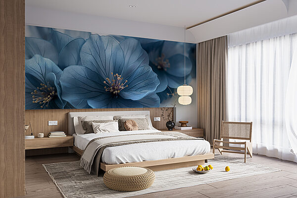 Fleurs bleues sur une surface blanche Fleurs bleues sur une surface blanche