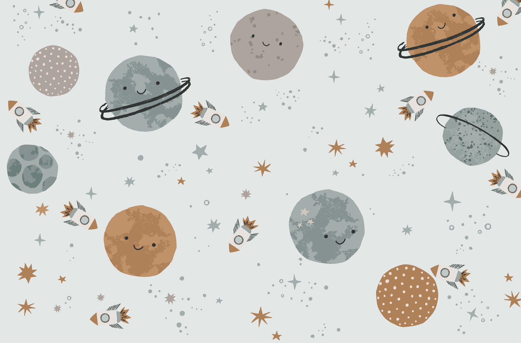 Pattern of planets and rockets