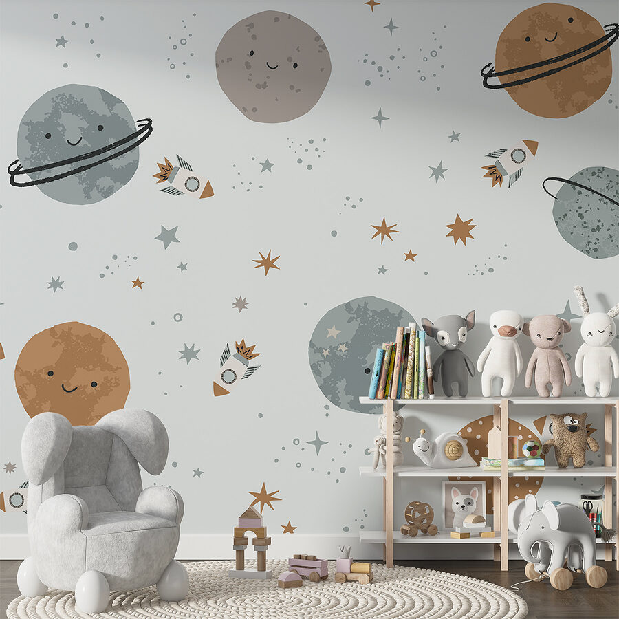 Motif des planètes et des fusées