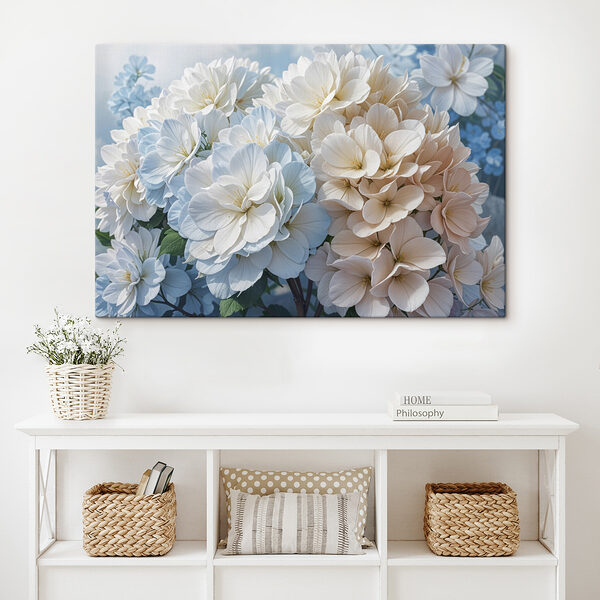 Groupe de fleurs blanches et bleues Groupe de fleurs blanches et bleues