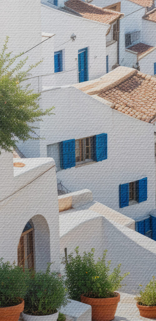 Staircase leading to a town