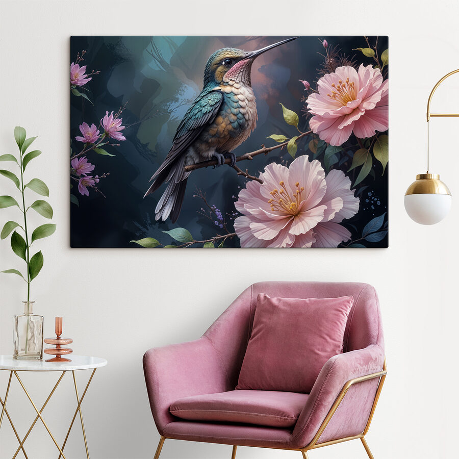 Oiseau assis sur une branche avec des fleurs Oiseau assis sur une branche avec des fleurs