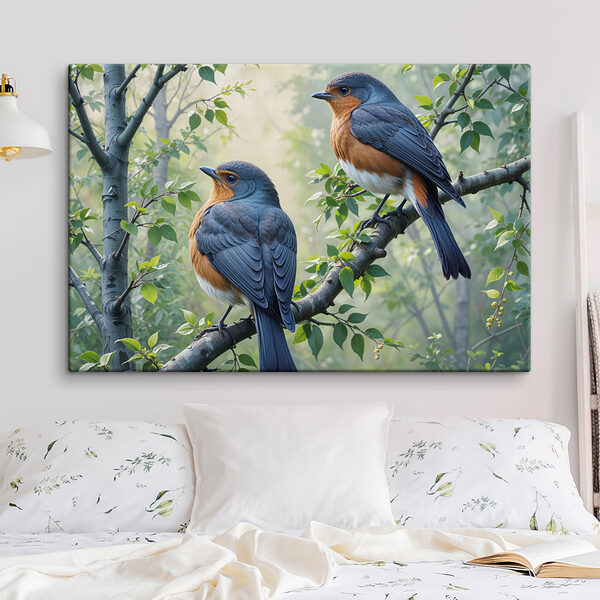 Deux oiseaux sur une branche d'arbre Deux oiseaux sur une branche d'arbre
