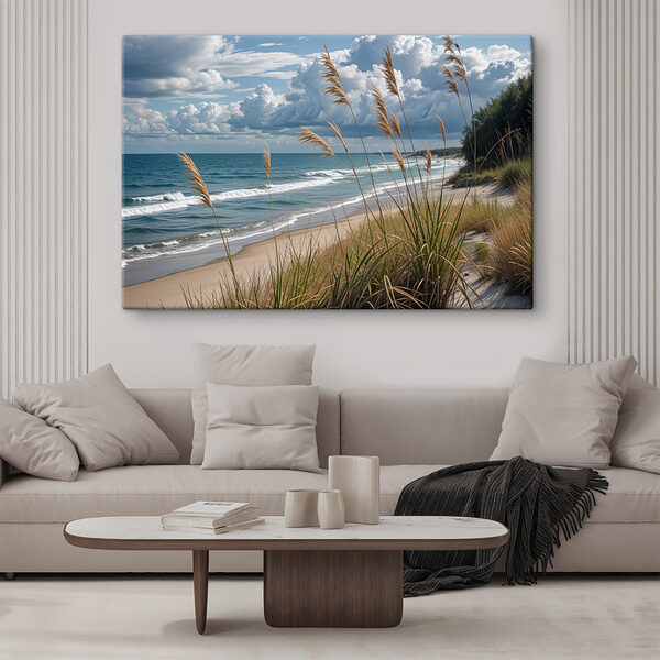 Beach with tall grass and water Beach with tall grass and water