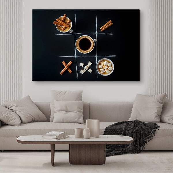 Jeu du morpion avec café et marshmallows Jeu du morpion avec café et marshmallows