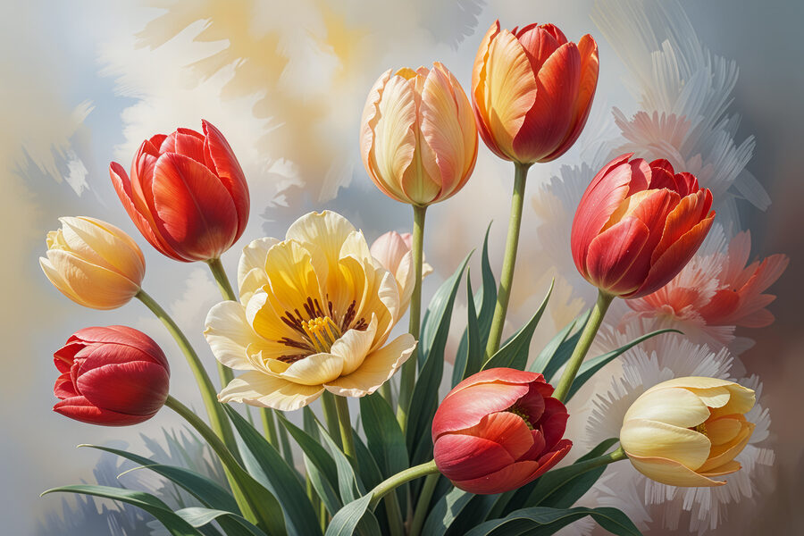 Groupe de tulipes dans un vase