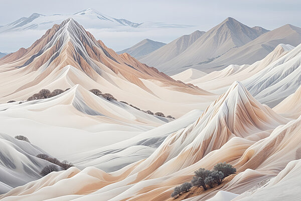 Paysage de désert avec montagnes et arbres Paysage de désert avec montagnes et arbres